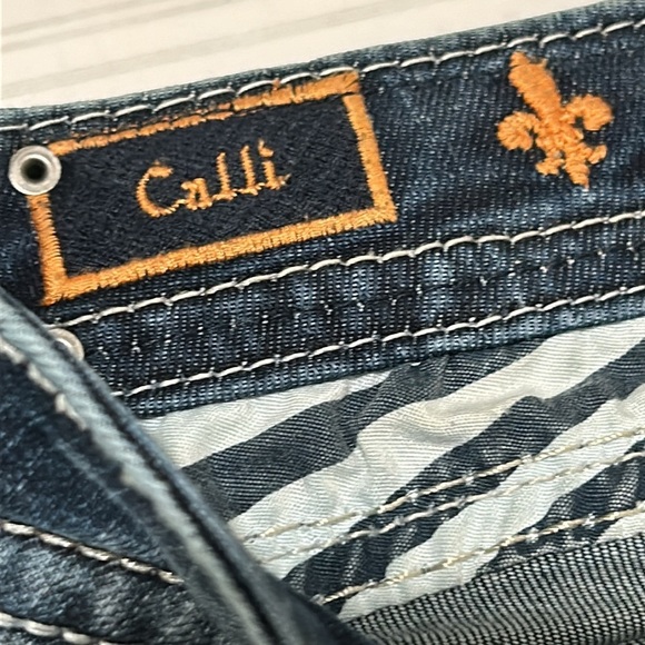 Rock Revival Blue Boot Cut Jeans with Distressed Wash - Picture 5 of 7